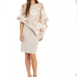 R&M Richard’s Floral Threadwork Poncho Dress.  8P